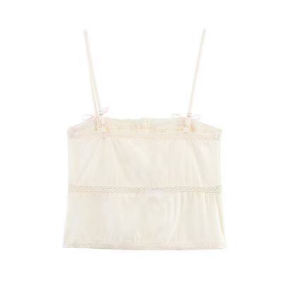 Summer new suspender strapless bow embellished embroidered fashionable top