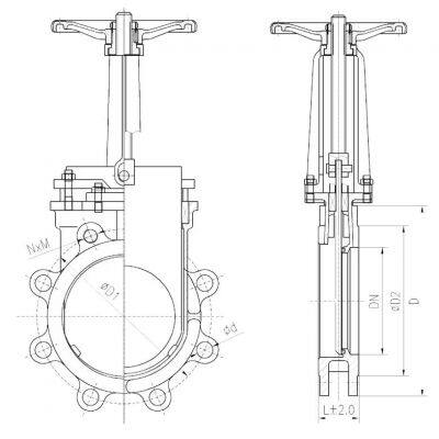 JIS ASME ANSI DN50-DN1200 4in 6in CF8 Knife Gate Valve With Double Action Pneumatic Actuator for Slurry Use photo-5