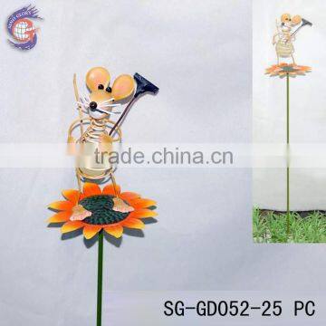 glow in the dark metal decorative mouse on flower stakes