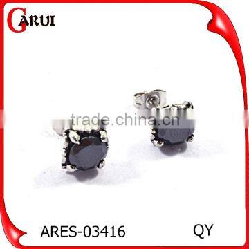 Black Stainless Steel Women Jewelry Flower Stud Earrings photo-2