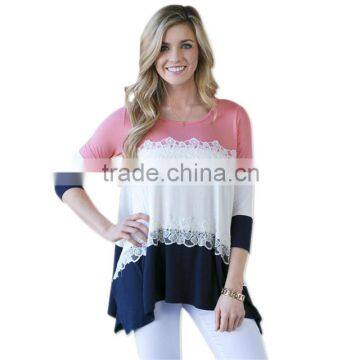 Designer Western Irregular Pastel Color Patchwork Colorblock Bohemian Women Lace Ladies Tops photo-2