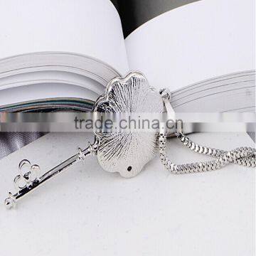 925 Sterling Silver Crystal Hollow Out Flower Key Charm Pendant Necklace photo-2