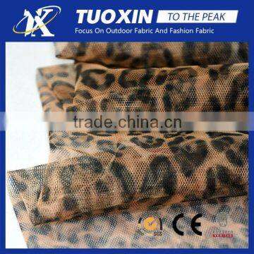 Leopard Print Polyamide Tulle Hexagonal Netting Fabric