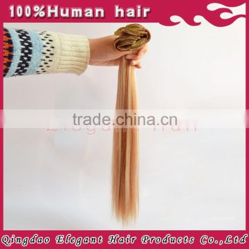 virgin remy clip in human hair extensions 100g/pack Indian human hair extensions blonde hair