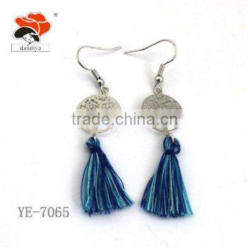 Silver Tree Handmake dexterous Computer chip Polyester Lines Tassel Jewelry Earring