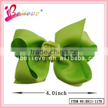 2015 New special design 4 inch ribbon bow green hair accessories (XH11-1176)