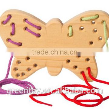 block toy for kids Wooden Butterfly Sewing Toy