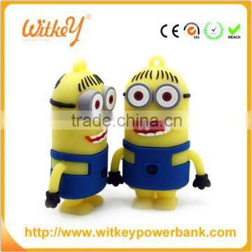 2016 New Custom PVC yellow banana man battery charger Cartoon Minion portable mobile power bank