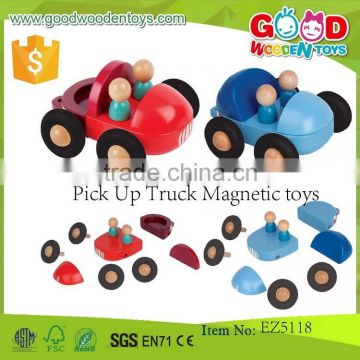 new style pick up truck magnetic toys OEM small truck toy wooden magnetic toys car for kids EZ5118