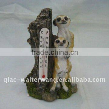 Polyresin meerkat with thermometer