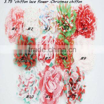 HOT SALE!!Artificial christmas shabby chic rosette flowers IN STOCK Xmas decorative 2 1/2 shabby trim by yards wholesale