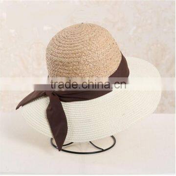 QXSH0008 Women Straw Hat With Ribbon and Bowknot Summer Beach Hat photo-2