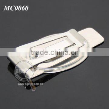 Promotional Oval Shaped Stainless Steel Metal Brown Leather Money Clip photo-5