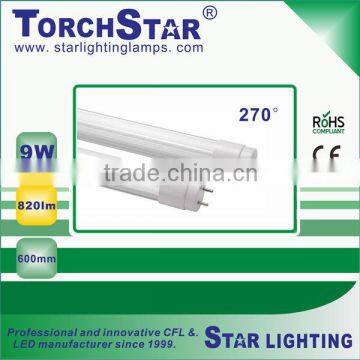 Size 1:1 as fluorescent tube Aluminum heat sink 9W LED T8