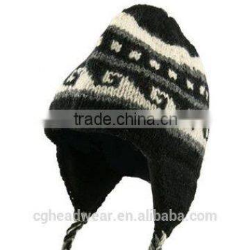 hot sale beanie hat ,acrylic hat / winter hat / knitted earmuff hat pattern