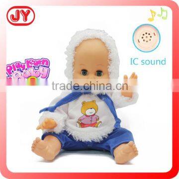 Chrismas item 14 inch vinyl baby winter style speaking doll with EN71