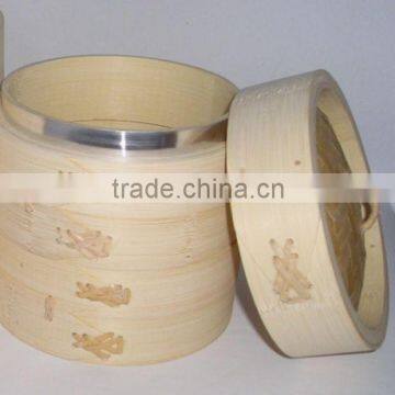 World Of Flavours Oriental 10Cm Two Tier Bamboo Steamer Cooking Kitchen Utensil