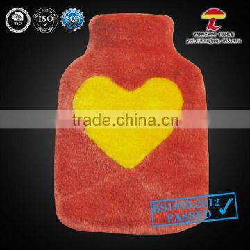 plush hot water bottle with cover beaten heart