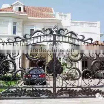 arc top luxury wrought iron double swing villa main gate