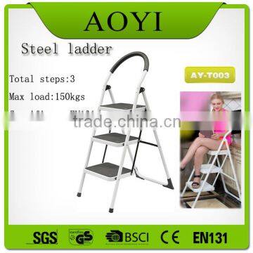 Black and Unusual wide 3 step ladder with handrail ladder AY-T003