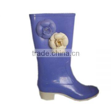 women plastic long boots with heel OEM PVC rain overshoes waterproof working boots