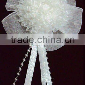 White satin ribbon flower