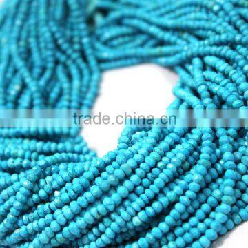 AAA QUALITY TURQUOISE FACETED RONDELLE LOOSE GEMSTONE BEADS photo-2