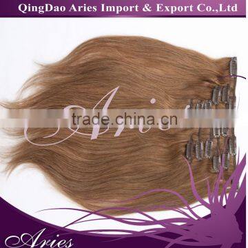 premium quality clips in remy human hair extensions/weaving natural color natural wave