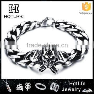 New Fashion Custom Men Jewelry 316L Stainless Steel Viking Bracelet With Skull