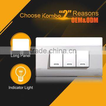 icombo PB3116 3Gang 1Way click light cover switch wall plate