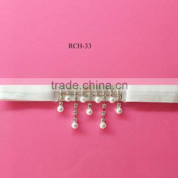 2015 hot selling Factory price pearl and Rhinestone connector decoration headband (RCH-33)