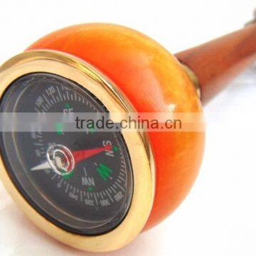 Beautiful Brass Walking Stick/ Orange Color Compass Handle Walking Stick/Antique Compass Walking Canes Wk1106 photo-2