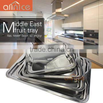 Allnice wholesale middle east style rectangle wave design comfortable taking stainless steel food tray for party