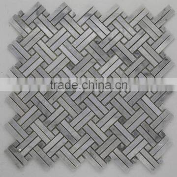 Basketmaking Carrara white mosaic 24x24 floor tile