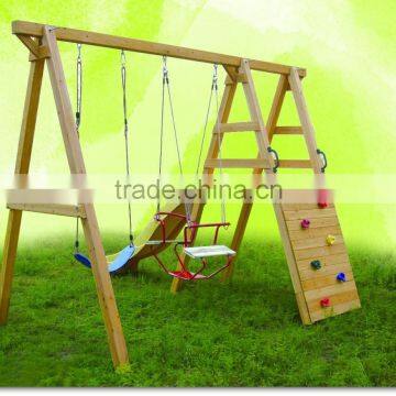 Kids Outdoor playground wooden garden swing in playground for outdoor playset