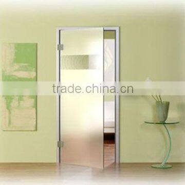 clear frameless glass swing door