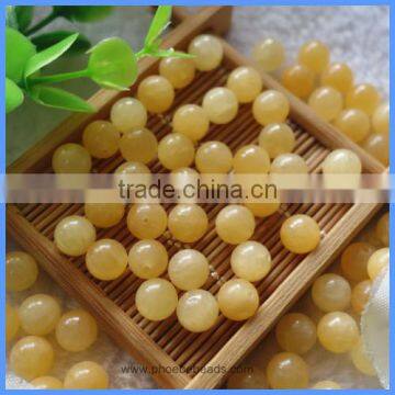 8mm Half Drilled Smooth Round Natural Yellow Jade Loose Beads Gemstone Jewelry Accessories For Earring Making HD-YJSR8mm