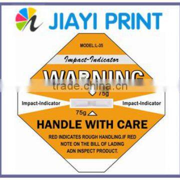New Arrival Quality Shockwatch Damage Control Impact Monitoring Sticker Shock Sensor Customize