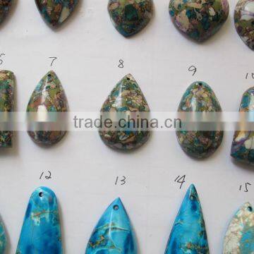 stabilized Blue imperial jasper mixed shape and keystone pendants,semi precious stone jewelry sets, factory direct wholesale