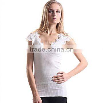 Lady lace silk stringer cotton shirt tank top vset Y136