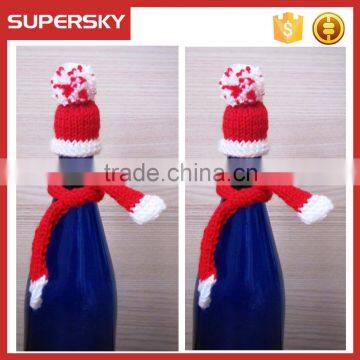 A-831 Crochet Wine Bottle Topper Knitted Decorative Wine Bottle Topper Hat and Scarf Wine Bottle Topper Set