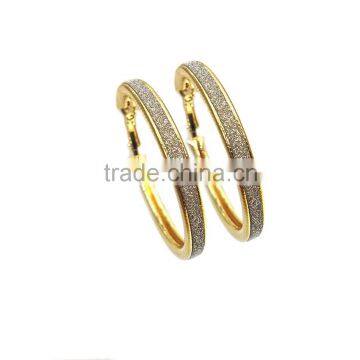 18k Gold Plated Hoop Design Adorned With Strips of Crystal Dust Earring photo-2