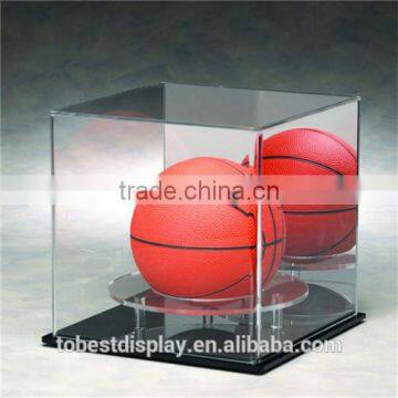 handmade excellent acrylic cube baseball display case with black base