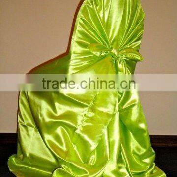 Yellow satin self-tie chair cover&bag style chair cover