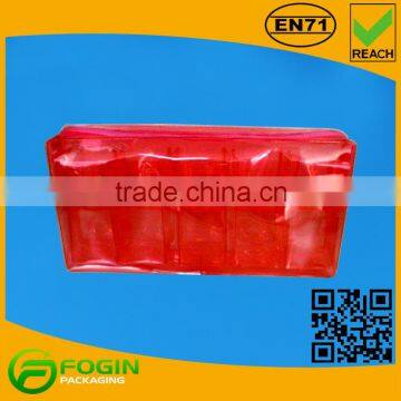 Transparent Red PVC Cosmetic Pouch With Zipper