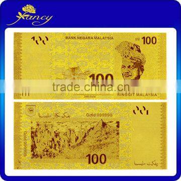 Gold foil BanknoteNewest Malaysia Gold Banknote Hot Sale Malaysia 100 Ringgit