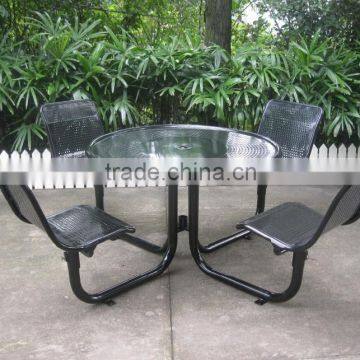 Powder coated metal picnic table chair outdoor table with chairs round picnic table