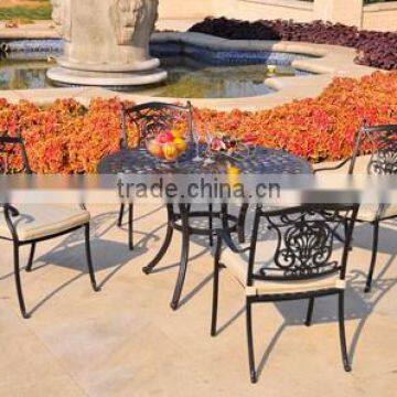 Round cast aluminum table and chair outdoor dining set 5 pc/cast aluminum furniture