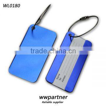 High Qaulity Metal Colored Luggage Tag Wholesale with Metal Cord