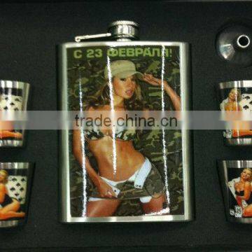 9oz Sex girl printing on hip flask gift box